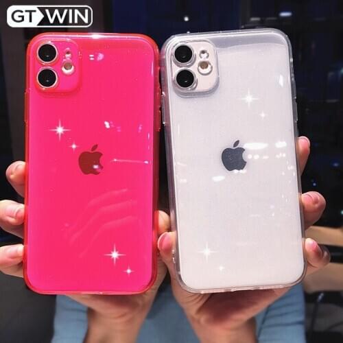GTWIN Fashion Glitter Transparent Case For iPhone 11 Pro Max X XS Max XR 6 6S 7 8 Plus SE 2020 Plain Color Soft TPU Back Cover