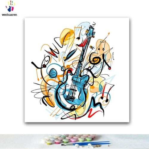 DIY colorings pictures by numbers with colors Abstract creative guitar picture drawing painting by numbers framed