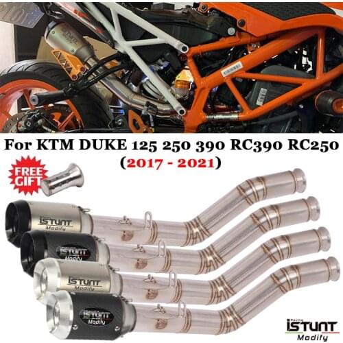 For KTM Duke 125 250 390 RC390 RC250 2017-2021 Motorcycle Exhaust System Escape Modified High Position Middle Link Pipe Muffler