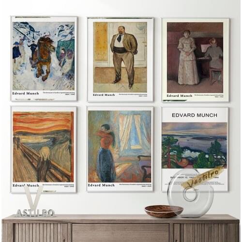Edvard Munch Vintage Sketch Print Poster Exhibition Museum Canvas Painting Home Decor Living Room Wall Art Prints Picture Gift