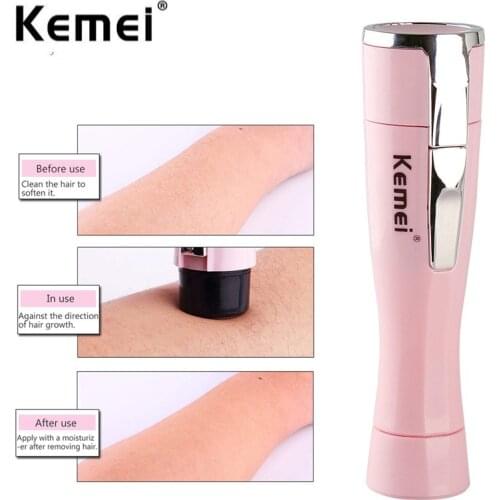 KEMEI Mini Hair Removal Device Laser Epilator for Hair KM-1012 Razor for Womens Shaver Facial Epilator Travel Eyebrow Trimmer