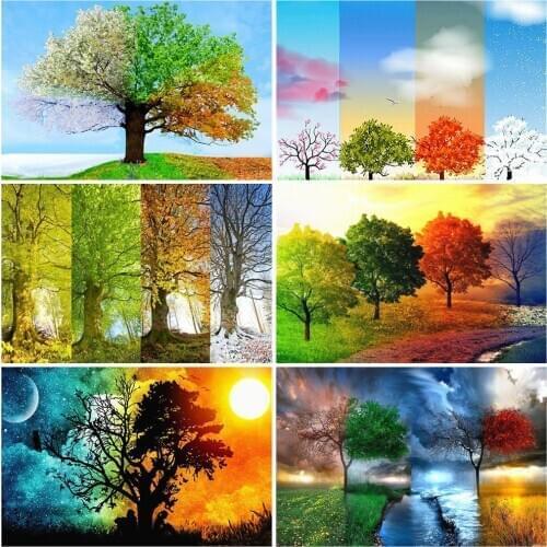 Evershine Full Square Round Diamond Painting Tree Pictures Of Rhinestones Diamond Embroidery Landscape Mosaic Home Decor Gift