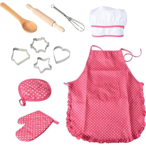 11PCS Halloween Costumes Kids Cook Clothes Cooking Game for Kids Child Baking Set Baking Clothes Apron Uniform Work Wear Set