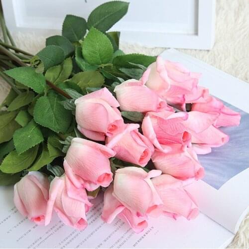10pcs Artificial Flower Bud Latex Rose Flowers Fake leaf Real Touch Flowers For Home Wedding Party Decoration