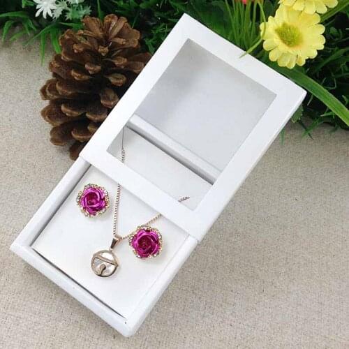 Necklace Card Window Box white 1Lot =50box +50 pcs inner Card Pearl White Necklace Box Gifg BOX Pendent Box / Earring Case