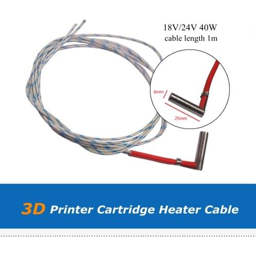 Ultimaker Original UM+ Plus 1m Cartridge Heater Cable 18V 24V 25W 40W With Thermal Head 6*25mm for UM 3D Printer Parts