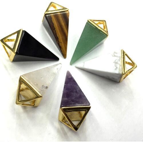 M603262646 Pyramid Spike Point Pendant Opal Stone Pendant Crystal Point Pendant