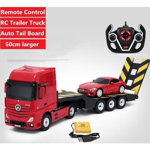 High Simulation RC Truck Trailer Multi-Function Vehicle 2.4G Remote Control Bulldozer truck Platform Trailer Auto Tail Board toy