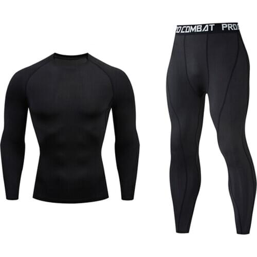 Mens Gym Clothing Jogging suit Compression MMA rashgard Male Long johns Winter Thermal underwear Sports suit Brand Clothing 4XL