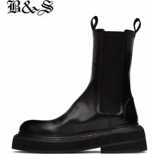 Black& Street 2021 Trend mens Genuine Leather Boots winter Knight Motorcycle martings Boots