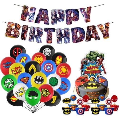 Marvel Spiderman Hulk Latex Balloons Set Kids Birthday Party Decoration Balloons Cake Insert Birthday Banner Baby Shower Decor
