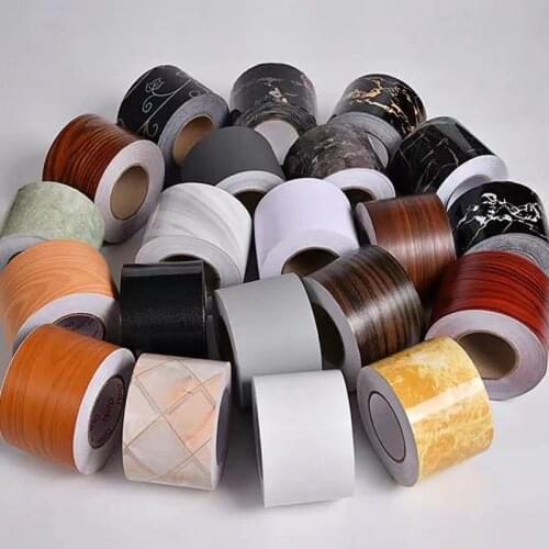 10x500cm Wood Grain Border Sticker Self-adhesive Waterproof DIY Wallpaper Sill Door Frame Floor Wall Decoration Marble Baseboard