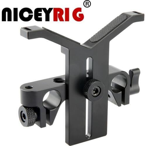 NICEYRIG Long Lens Support Universal Adjustable Height Bracket with 15mm Rod Clamp 2 Rubber Washers for Camera Shoulder Rig