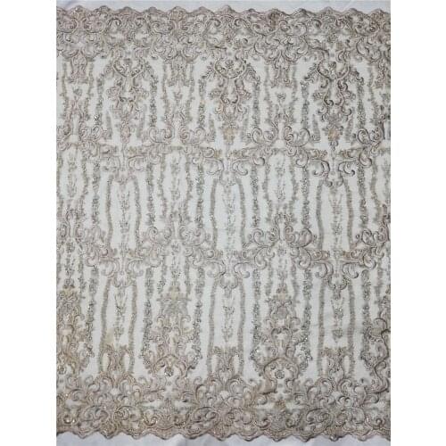 Latest design Beaded french Tulle lace fabric 5 yards SYJ-5186810 nigerian tulle lace fabric embroidery mesh lace fabric