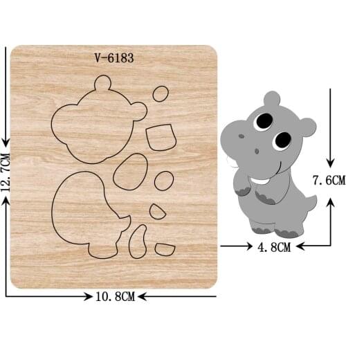 New hippopotamus wooden dies cutting dies for scrapbooking Multiple sizes V-6183