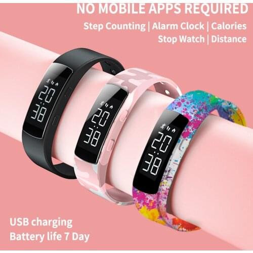 Laosibin New womens Fashion Smart Electronic Watch Multi-Functional Sports Waterproof Student Watch Alarm Clock Pedometer Men