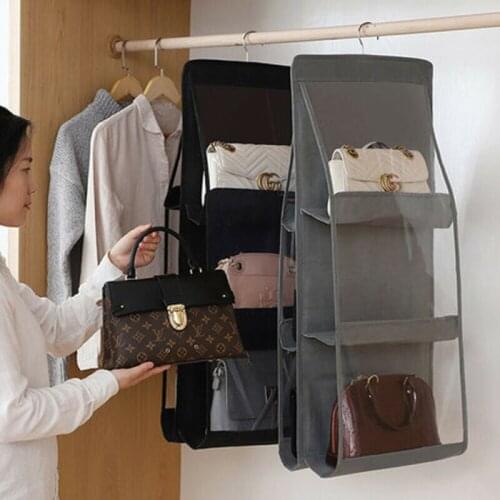 6 Pockets Hanging Storage Bag Purse Handbag Storage Organizer, Closet Organizers System for Living Room Bedroom
