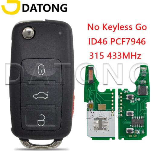 Datong World Remote Control Car Key For VW Volkswagen Touareg ID46 PCF7946 315MHz 433MHz Replacement Flip Key Non Keyelss Go