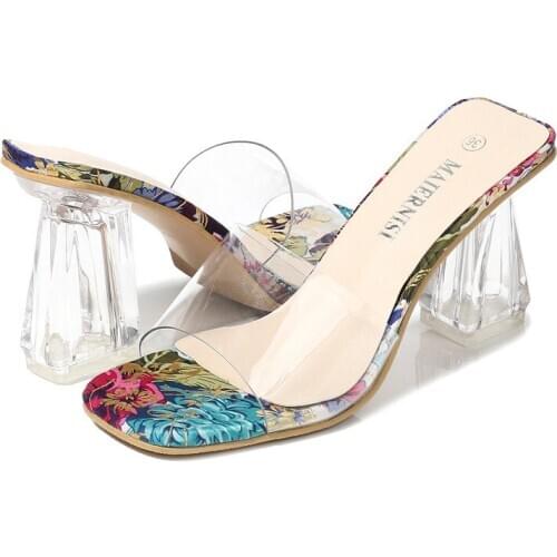 SIZE 46 PVC Transparent High Heels Female Fish Mouth Open Toe Slippers Women Sandals Large Size Sexy High Heels New