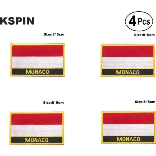 Monaco Rectangular Shape Flag Iron on Saw on Patches Embroidered Flag Patches National Flag Patches for Clothing