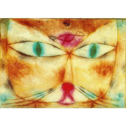 High quality Oil painting Canvas Reproductions Cat and Bird (1928) by Paul Klee Painting hand painted