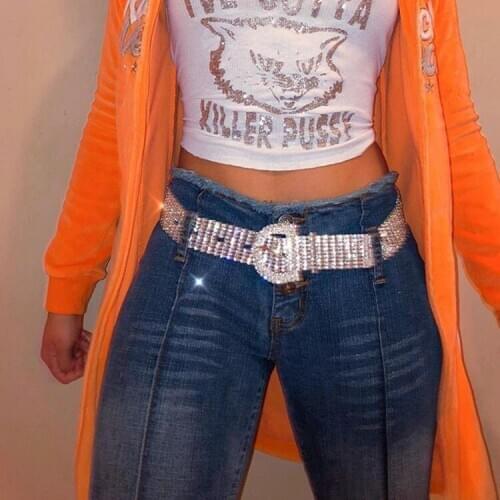 D Button Full Diamonds Sequins Women Belts Women 2019 Fashion Streetwear Belt Gold & Silver 2 StyleColor Crystal Metal Belt