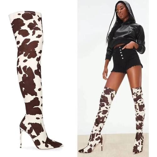 New Sexy Silver Mirror Thigh High Boots Women T Show Pointy Toe Club Party Thin High Heels Over The Knee Long Boots For Women
