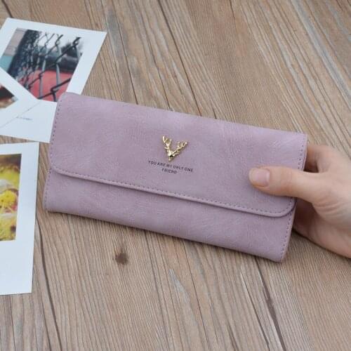 Women Wallet Fashion Frosted Long Wallets Antlers Female Leather Clutch Bag Phone Purse Womens Money Bag Coin Purse Card Holder