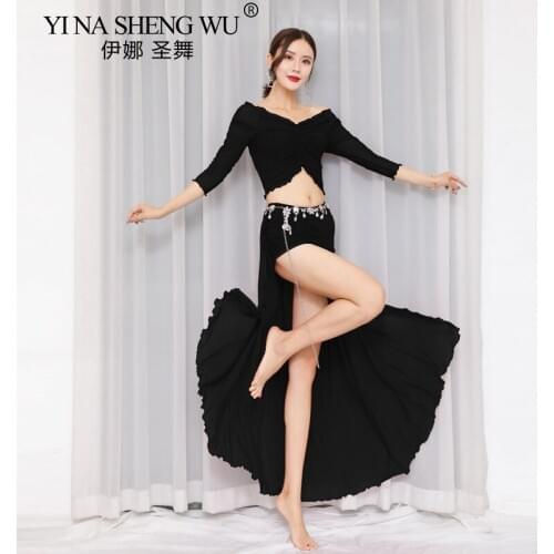 Fashion Women Belly Dance Performance Set Occupation Dance Suit Costume Top+Skirt Oriental Dance Beginner Practice Clothes Suit