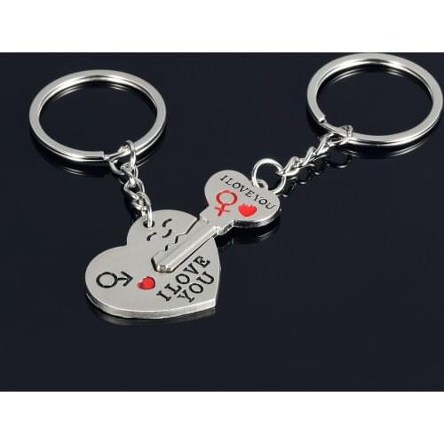 1 Pair Couple I LOVE YOU Letter Keychain Heart Key Ring Silvery Lovers Love Key Chain Souvenirs Valentines Day Jewelry Gifts
