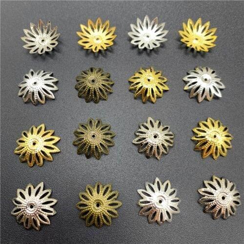 100pcs 18x18mm Jewelry Findings Alloy Beads Cap Ancient Charms Flower Shape Pendant Charms For Jewelry Making DIY Accessories
