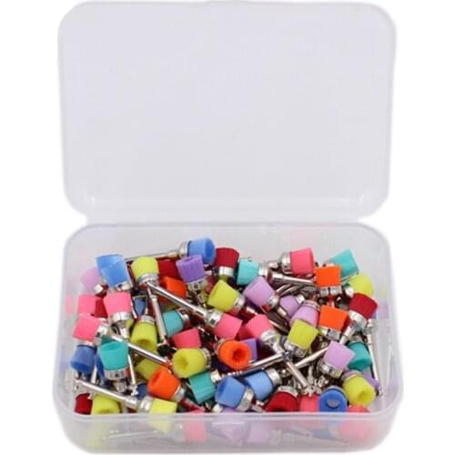 100pcs Color/White Dental Teeth Polishing Brushes Bowl Shape Latch Type Tooth Polishing Brushes for Low Speed Handpiece 2.35mm