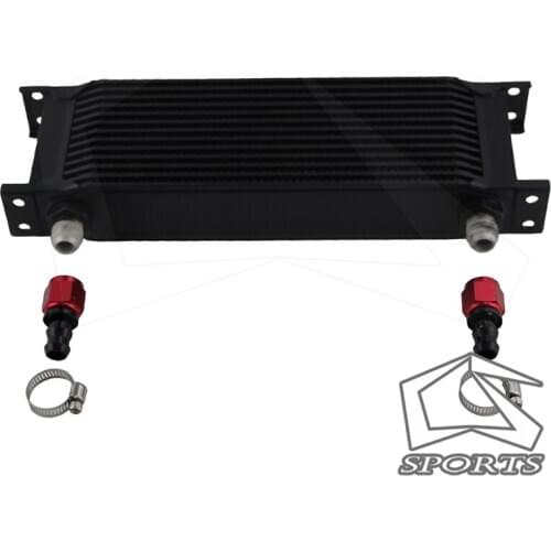 2" ALUMINIUM 8AN OIL COOLER - 13 ROW ENGINE OIL COOLER + AN8 FITTING / HOSE END Black