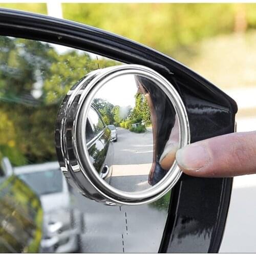 2 Pcs Car Round Blind Spot Mirror Frame Convex Wide-angle Adjustable Clear Rearview Auxiliary Mirror Driving Safety Parking