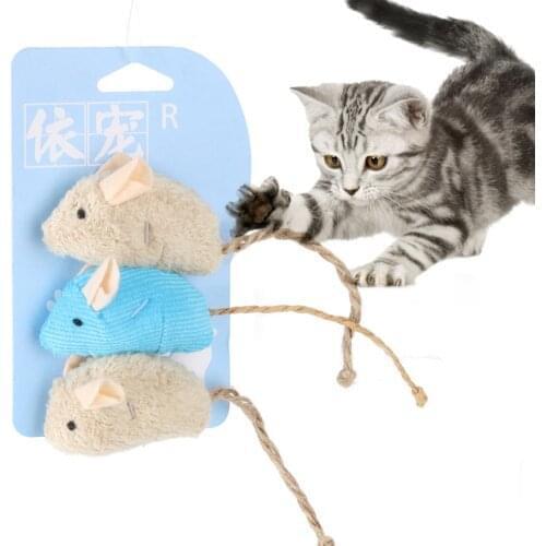 3Pcs/Set Plush Simulation Mouse Cat Toy Plush Mouse Cat Scratch Bite Resistance Interactive Mouse Palying Toy For Cat Kitten