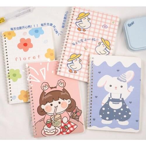 4Pcs/lot Cute Cartoon A5 Spiral Notebook 60 Sheets Kawaii Daily Weekly Planner Note Book Time Organizer School Supplies Notepad
