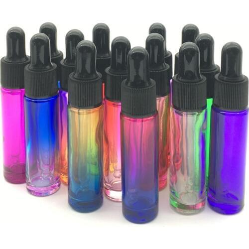 5pcs Gradient Colorful Perfume Glass Dropper Bottle 10ml Pipette Bottles Thick Glass Tubes Essential Oil Vial