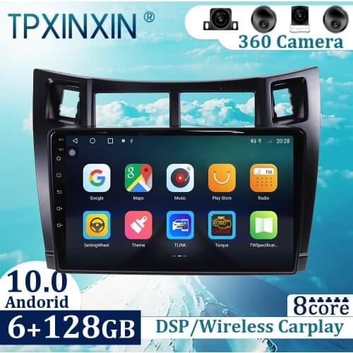 6+128GB For Toyota Yaris 2008-2011 Android 10 Carplay Radio Player Car GPS Navigation Head Unit Car Radio with Screen
