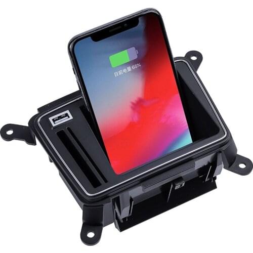 Car Wireless Charger, 10W QI Fast Charging Storage Box Center Console Phone Holder For- A4L 2020 2021
