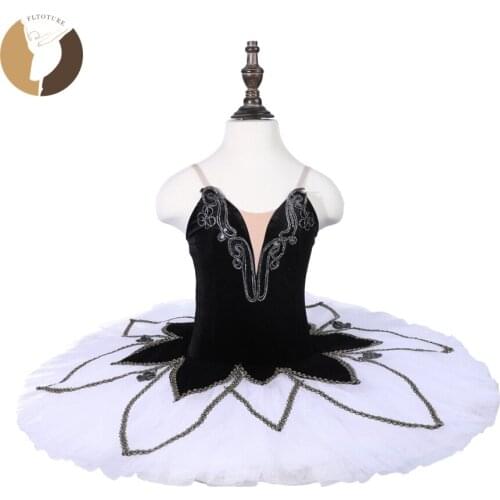 Black&White Ballet Tutu Skirt Girls Classical Pancake Tutu Skirts CT18008 Dance Stage Wear Black Swan Performance Costumes Tutu
