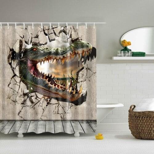 Cartoon Colorful Eco-friendly Animal Duck Shark Wolf Dinosaur Polyester High Quality Washable Bath Decor Shower Curtains