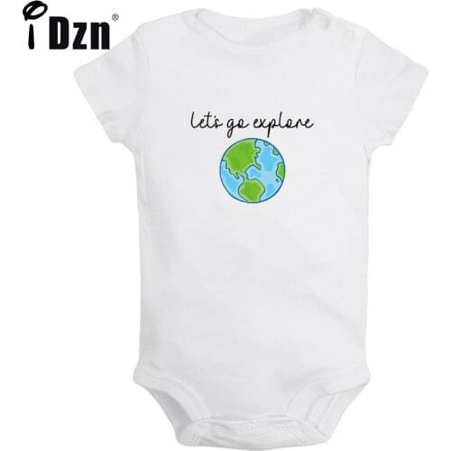 IDzn Funny Baby Summer Bodysuit Lets Go Explore Printed Clothing Cute Earth Baby Boys Rompers Baby Girl Short Sleeves Jumpsuit
