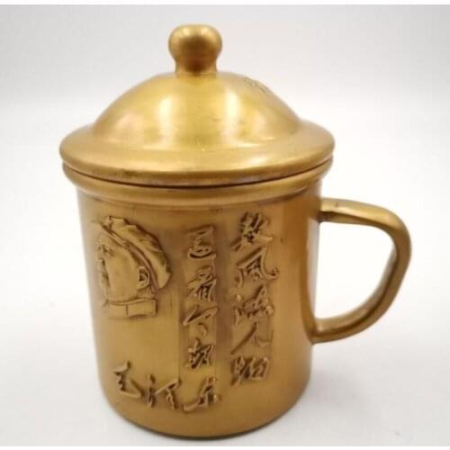 China brass great leader Mao Zedong Water cup crafts statue