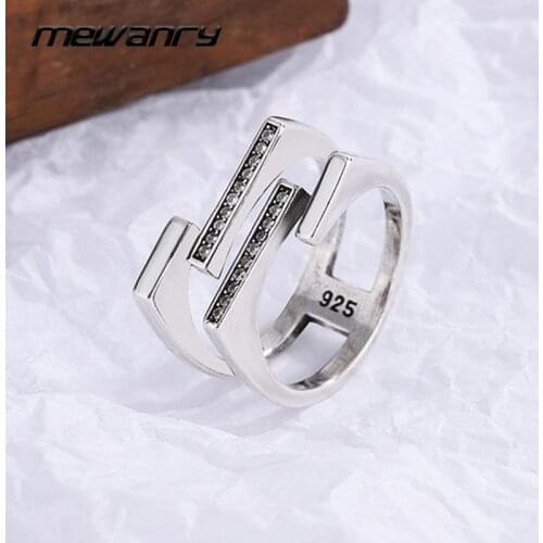 Mewanry 925 Sterling Silver Rings Trend Elegant Creative Sweet Double Cross Zircon Bride Party Jewelry Birthday Gifts for Women