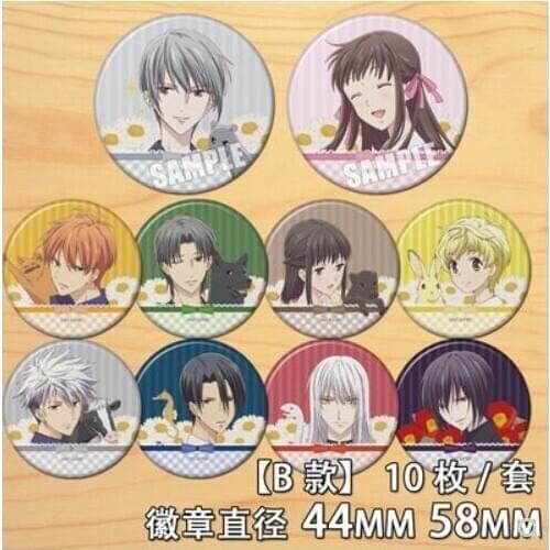 Anime Fruits Basket Honda Tooru Soma Kyo Soma Yuki Soma Shigure Figure 6118 Badge Round Brooch Pin Gifts Kids Collection Toy