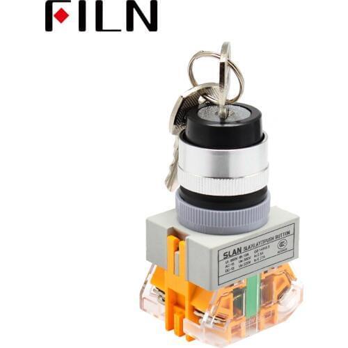 LAY7-11Y_21 Rotary Push button Switch with key 2 position 1NO/1NC Latching Plastic Push Button