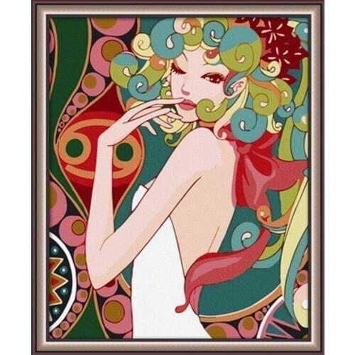 MaHuaf-X025 40x50cm Framed DIY oil painting by numbers digital coloring by number on canvas hand painted Fashion Spoiled woman