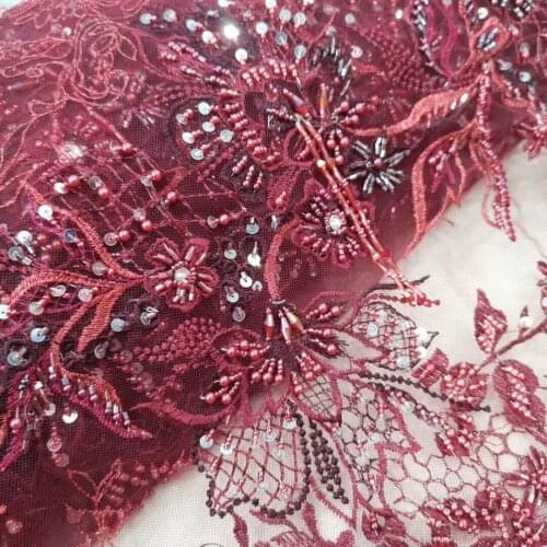Fashion design beads material fabric nice looking french net lace fabric J-988818 for party dress