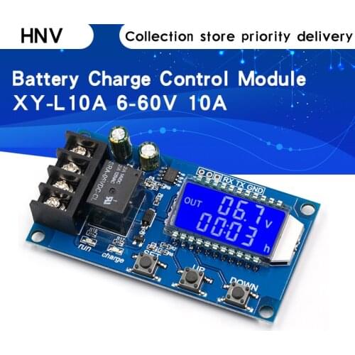 6-60v 10A Lithium Battery Charge Control Module Controller Protection Board with Overcharge Protection Switch XY-L10A