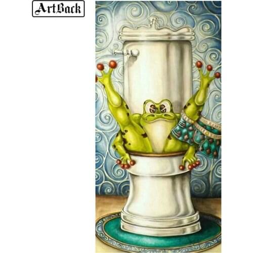 Cartoon 5d diy diamond painting frog bathroom full square diamond mosaic frog 3d diamond embroidery sewing artwork home decor